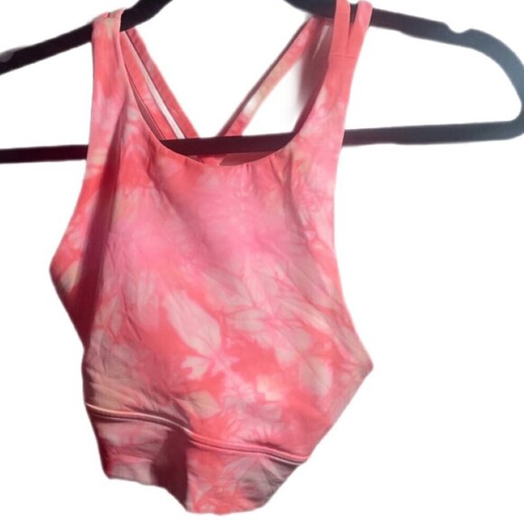 Lululemon Energy Bra High Neck Long Line Shibori Medium Support White Orange 4 - Picture 2 of 4